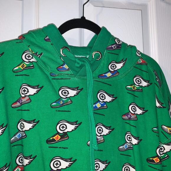 LRG Men's Flying Sneakers Hoodie Size 4XL Green Cotton Streetwear AOP Casual - Picture 3 of 7